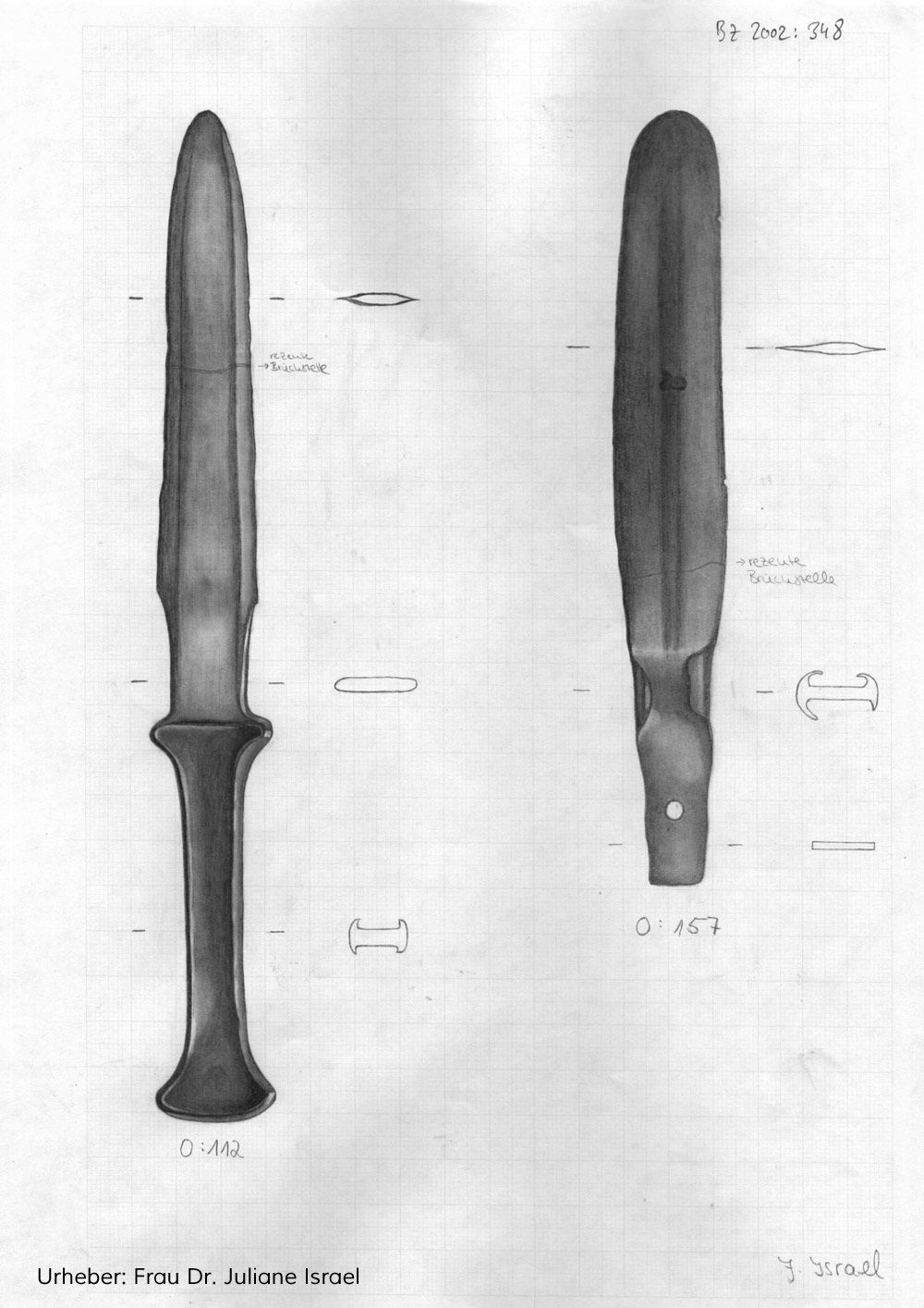 Zeichnung Griffhanddolche ca. 1200 v. Chr.